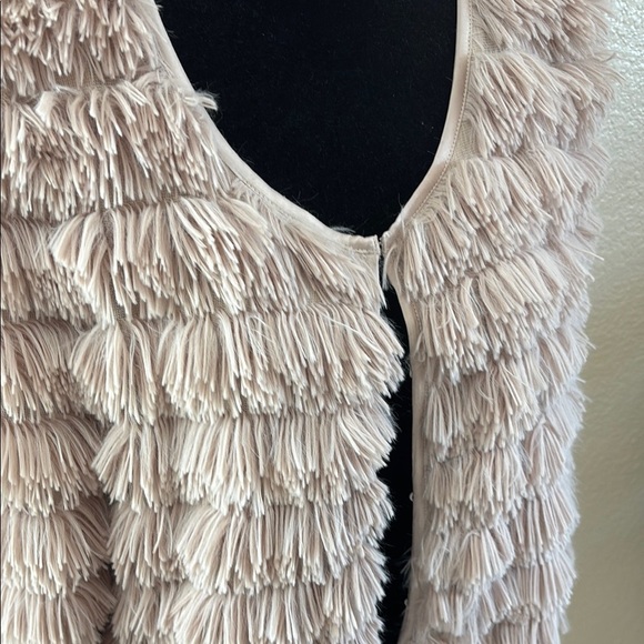 Nordstroms Lark Brand Cream Furry Fringe Clasp Cardigan - Picture 3 of 9